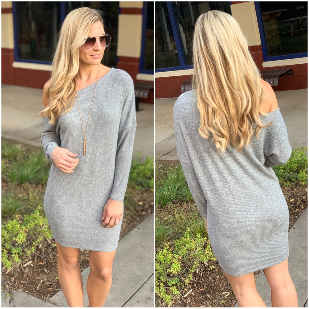 ✨LAST ONE✨Grey slouchy ribbed sweater dress - Picture 2 of 6